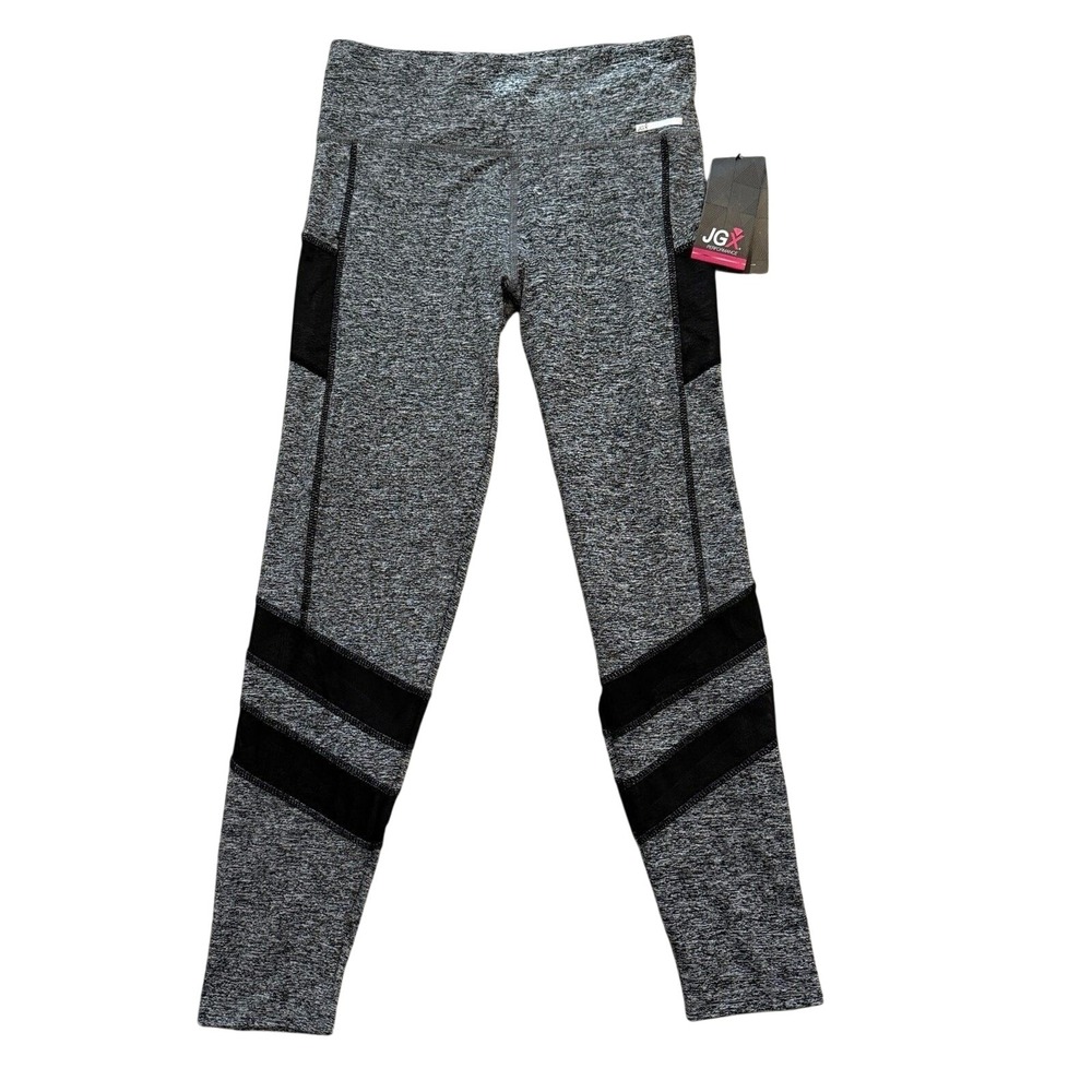 JGX Performance Leggings Womens‎ Medium Gray Space Dye Mesh Inset Activewear
